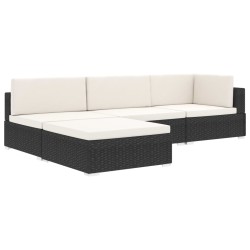    Poggiapiedi Modulare 1 pz con Cuscino in Polyrattan Grigio