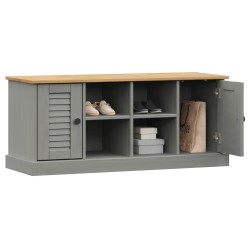 vidaXL Panca Porta Scarpe VIGO 106x35x40 cm Legno Massello Pino Grigio