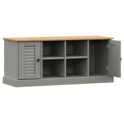 vidaXL Panca Porta Scarpe VIGO 106x35x40 cm Legno Massello Pino Grigio