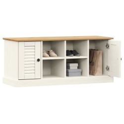 vidaXL Panca Porta Scarpe VIGO 106x35x40 cm Legno Massello Pino Bianco