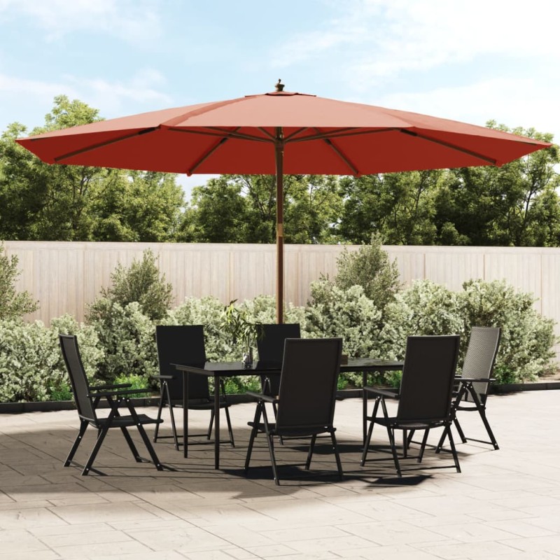 vidaXL Ombrellone da Giardino con Palo in Legno Terracotta 400x273 cm