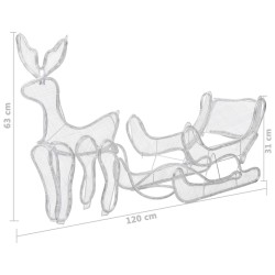    Decorazione Luminosa Natalizia Slitta e Renna con Rete 432 LED