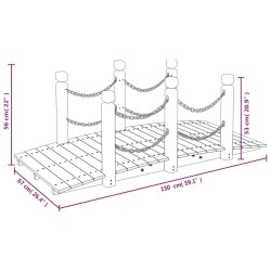 vidaXL Ponte Giardino Ringhiere Catena 150x67x56 Massello Abete Rosso