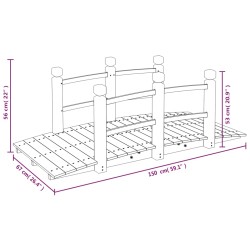 vidaXL Ponte Giardino Ringhiere 150x67x56cm Legno Massello Abete Rosso