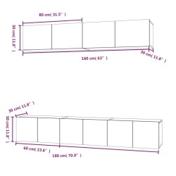 Set di Mobili Porta TV 5 pz Rovere Fumo in Legno Ingegnerizzato