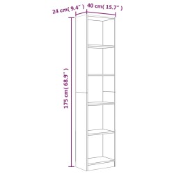 vidaXL Libreria 5 Ripiani Rovere Marrone 40x24x175cm Legno ingegnerizzato