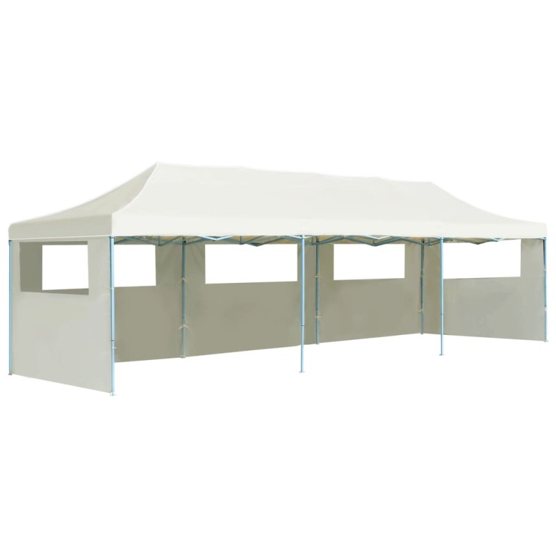   Tenda Pieghevole Pop-Up con 5 Pareti Laterali 3x9 m Crema