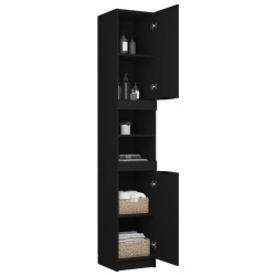 vidaXL Armadietto da Bagno Nero 32x34x188,5 cm in Legno ingegnerizzato