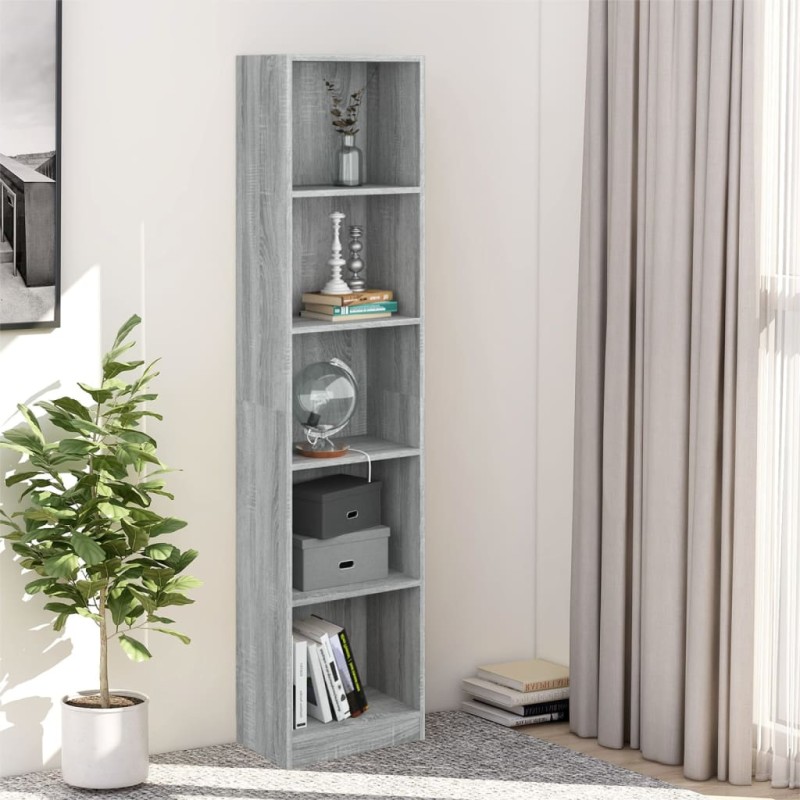 vidaXL Libreria 5 Ripiani Grigio Sonoma 40x24x175 cm Legno ingegnerizzato