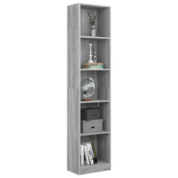 vidaXL Libreria 5 Ripiani Grigio Sonoma 40x24x175 cm Legno ingegnerizzato