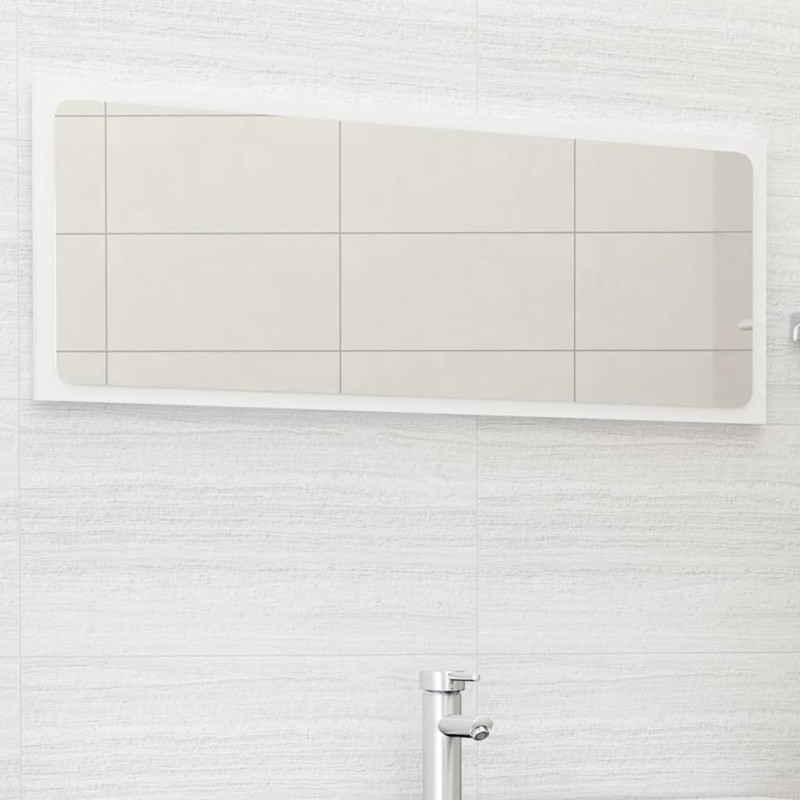   Specchio da Bagno Bianco Lucido 100x1,5x37 cm in Truciolato