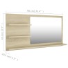   Specchio da Bagno Rovere Sonoma 90x10,5x45 cm in Truciolato