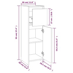   Armadietto Bagno Rovere Fumo 30x30x95 cm in Legno Ingegnerizzato