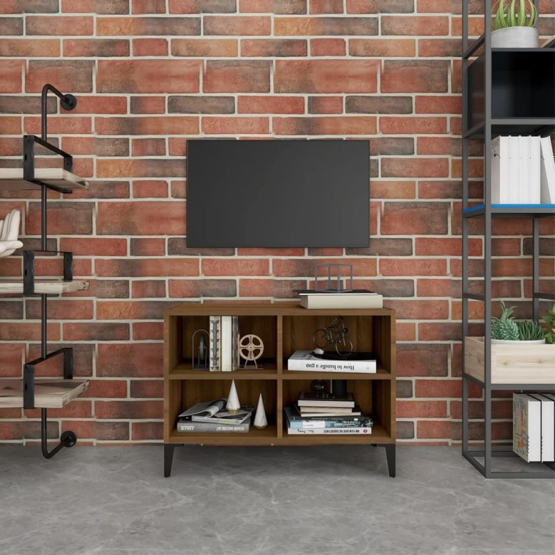 Mobile TV con Gambe in Metallo Rovere Marrone 69,5x30x50 cm