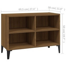 Mobile TV con Gambe in Metallo Rovere Marrone 69,5x30x50 cm