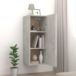   Mobile Pensile Muro Grigio Cemento 34,5x34x90 Legno ingegnerizzato