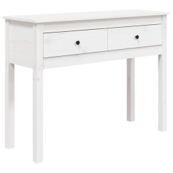   Tavolo Consolle Bianco 100x35x75 cm in Legno Massello di Pino