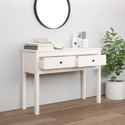   Tavolo Consolle Bianco 100x35x75 cm in Legno Massello di Pino