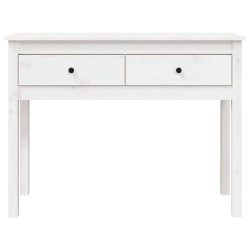   Tavolo Consolle Bianco 100x35x75 cm in Legno Massello di Pino