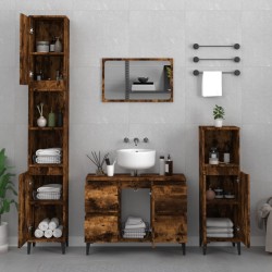 vidaXL Mobile Lavabo Rovere Fumo 80x33x60 cm in Legno ingegnerizzato