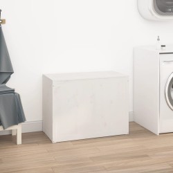 vidaXL Contenitore per Bucato Bianco 88,5x44x66 cm Legno Massello Pino