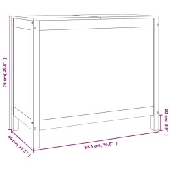 vidaXL Contenitore per Bucato 88,5x44x76 cm Legno Massello Pino