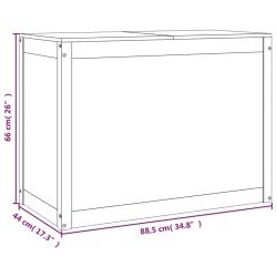 vidaXL Contenitore per Bucato 88,5x44x66 cm Legno Massello Pino