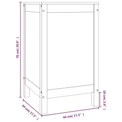 vidaXL Contenitore per Bucato Grigio 44x44x76 cm Legno Massello Pino