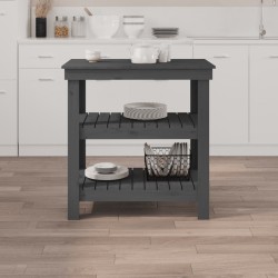 vidaXL Banco da Lavoro Grigio 78,5x50x80 cm in Legno Massello di Pino