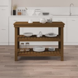 vidaXL Banco da Lavoro Miele 110,5x50x80 cm in Legno Massello di Pino