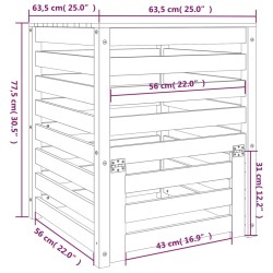 vidaXL Compostiera Nera 63,5x63,5x77,5 cm in Legno Massello di Pino