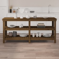 vidaXL Banco da Lavoro Miele 181x50x80 cm in Legno Massello di Pino