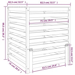 vidaXL Compostiera Bianca 82,5x82,5x99,5 cm in Legno Massello di Pino