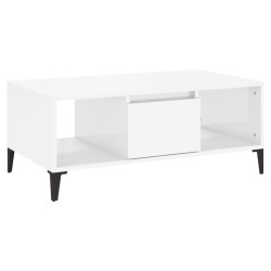   Tavolino Salotto Bianco Lucido 90x50x36,5 cm Legno ingegnerizzato