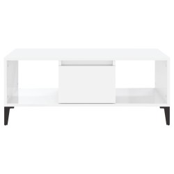   Tavolino Salotto Bianco Lucido 90x50x36,5 cm Legno ingegnerizzato