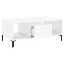   Tavolino Salotto Bianco Lucido 90x50x36,5 cm Legno ingegnerizzato