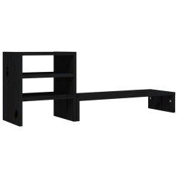 Supporto per Monitor Nero 81x20x30 in Legno Massello di Pino