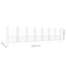   Gabbione a U con 8 Pali in Ferro 860x20x200 cm