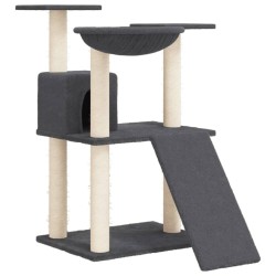   Albero per Gatti con Tiragraffi in Sisal Grigio Scuro 83 cm