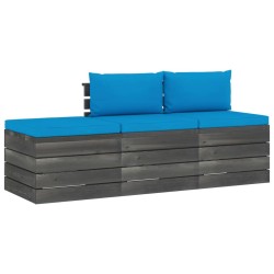 Set Divani da Giardino su Pallet 3 pz con Cuscini Massello Pino