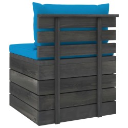 Set Divani da Giardino su Pallet 3 pz con Cuscini Massello Pino