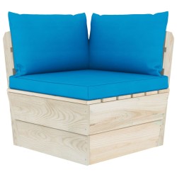 Set Divani da Giardino su Pallet 3 pz con Cuscini Legno Abete