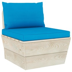 Set Divani da Giardino su Pallet 3 pz con Cuscini Legno Abete