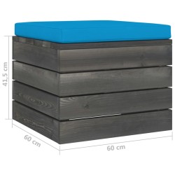 Pouf da Giardino su Pallet 2 pz con Cuscini in Massello di Pino