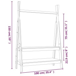 vidaXL Appendiabiti 100x45,5x150 cm Legno Massello di Pino