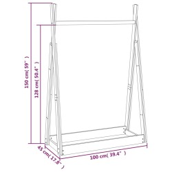 vidaXL Appendiabiti Grigio 100x45x150 cm in Legno Massello di Pino