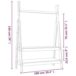 vidaXL Appendiabiti Miele 100x45,5x150 cm Legno Massello di Pino