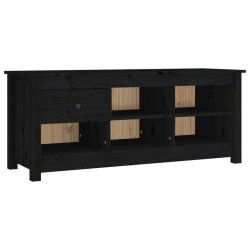   Scarpiera Nera 110x38x45,5 cm in Legno Massello di Pino