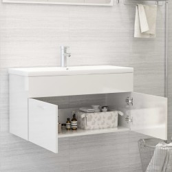   Mobile Sottolavabo Bianco Lucido 90x38,5x46 cm in Truciolato