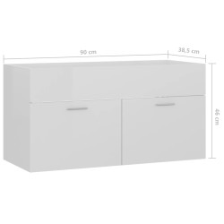   Mobile Sottolavabo Bianco Lucido 90x38,5x46 cm in Truciolato